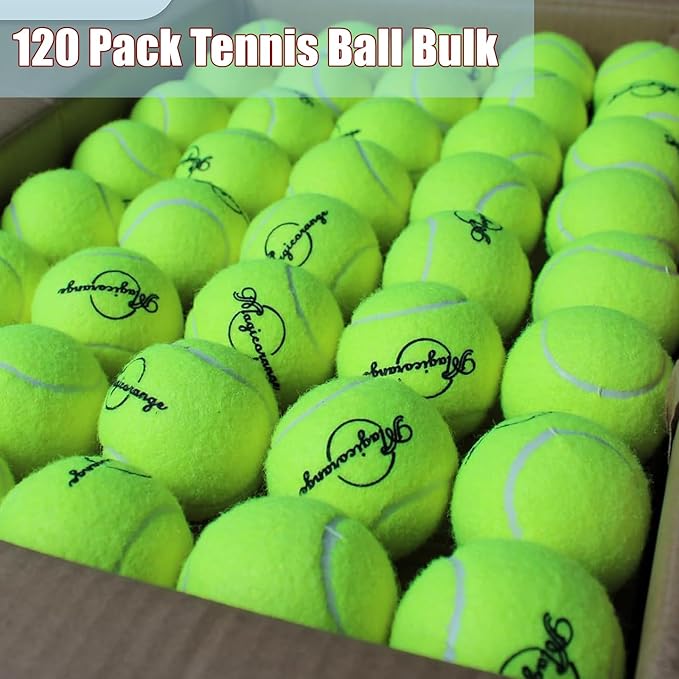 Magicorange Tennis Balls, 120 Pack Bulk Tennis Balls Pressureless Tennis Ball, Pet Dog Playing Balls, Good for Beginner Training Ball