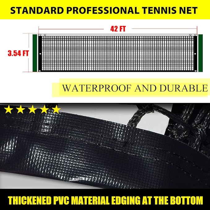 ProGoal Tennis Net 42FT Professional Heavy Duty Nylon Net, Compatible with All Standard Tennis Posts, Included Indoor Outdoor Court