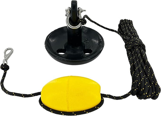XIALUO Marine Mushroom Anchor Kit 12 lb Black PE Coated Kayak Anchor Accessories with 50 ft Rope for Fishing Kayaks, Canoe, Jet Ski, SUP Paddle Board and Small Boats