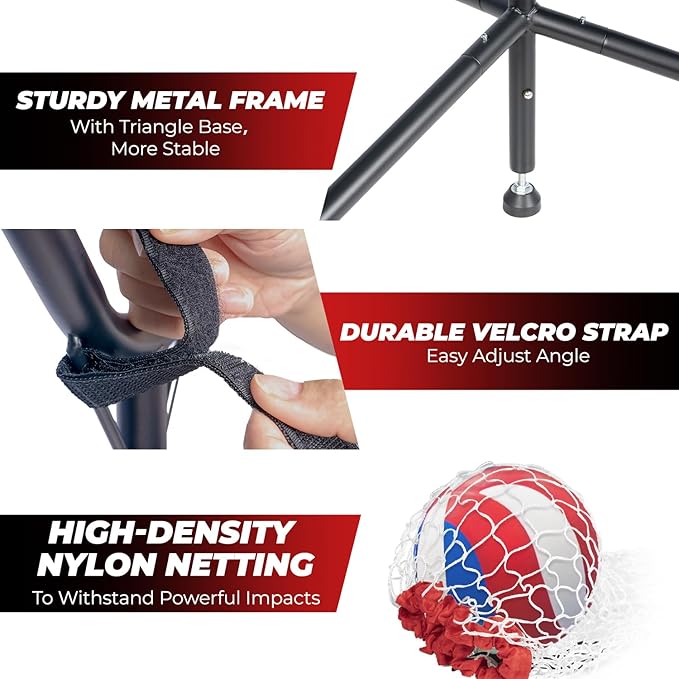 Volleyball Setter Training Net，Height & Angle Adjustable Volleyball Training Net with Metal Frame，Tripod Base for Indoor and Outdoor，Volleyball Training Equipment for Setting,Serving,Spiking