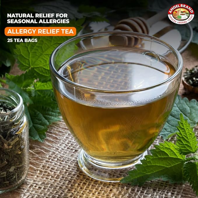 Angel Brand Allergy Relief Tea – Herbal Tea, 25 Tea Bags Pack of 3 – Tea for Allergy Care, Cough Relief &