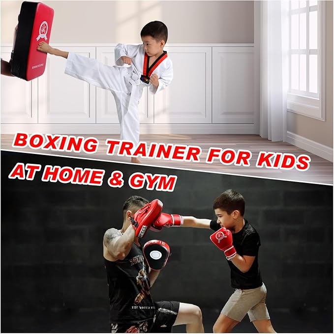 CYFIE 2 in 1 Boxing Equipment Boxing Strike Pads Punching Mitts Set, Boxing Mitts and Pads for Muay Thai, Karate, Taekwondo, Martial Arts Training at Home Gym, Karate Kick Pads for Kids, Youth, Girls