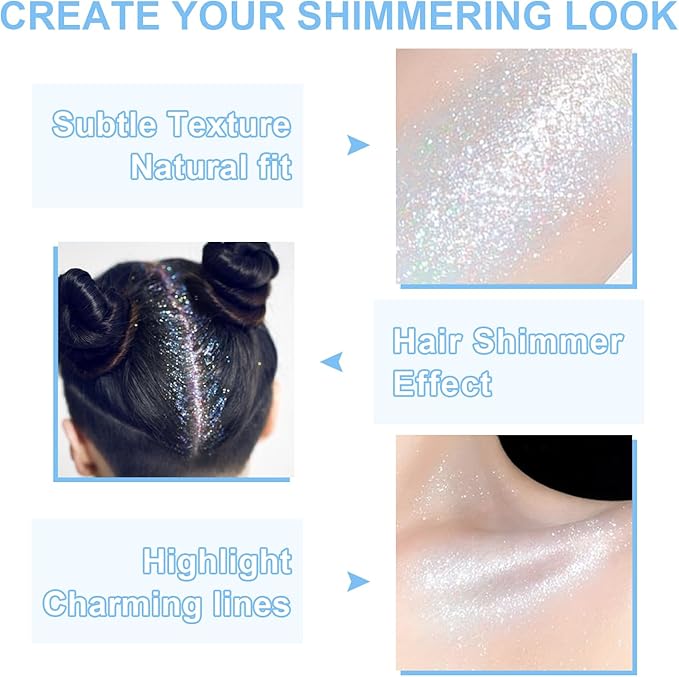 Hair and Body Glitter Spray, 1PC Glint-Rainbow Hair Glitter Extra Fine Face Shimmer Powder for Clothes, Festival Loose Sparkle Powder for Rave Clothes Nail Art Easter Halloween Crafts (Glint-Rainbow)