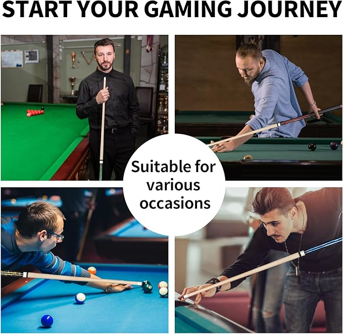 LOTKEY Pool Cue Set of 4-58 Inch 18~21 oz Canadian Maple Professional Billiard Cue Sticks, Pool Cue Stick with Extra 2 Pool Chalks, Pool Sticks for Adults, Durable, for Billiard Players