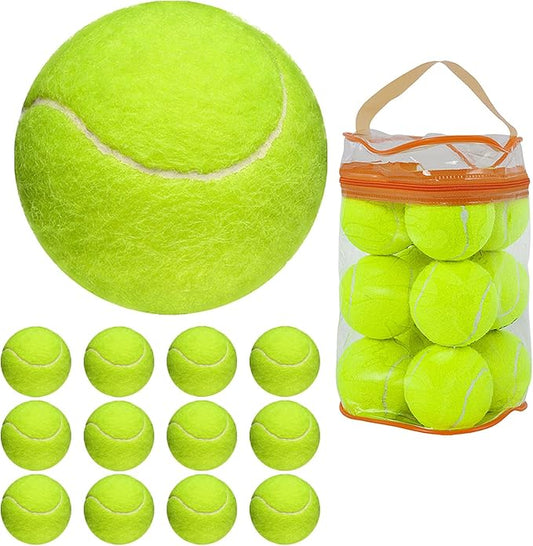 GKK Durable Pressurized Tennis Balls - 12 Pack Yellow Felt Training Balls for Beginners and Dogs