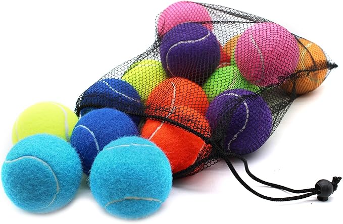 Tennis Balls, 18 Pack Training Tennis Balls Practice Balls with Mesh Bag for Easy Transport, Pet Dog Playing Balls, fit for Beginner Training Ball