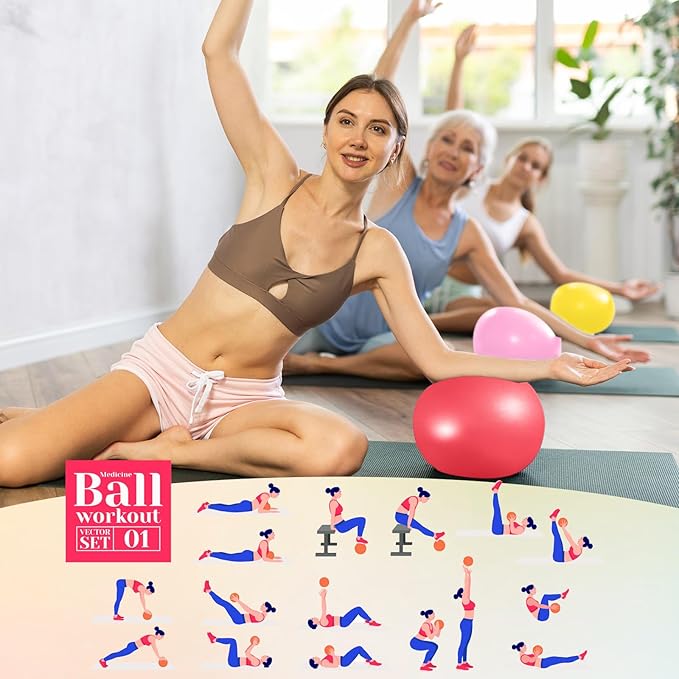 Aoriher 10 Pieces 9 Inch Exercise Pilates Ball Yoga Therapy Core Ball for Yoga Stability Barre Training Stretching Physical Posture Training Gym