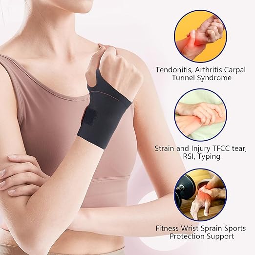 Cozyhealth Elastic Thin Wrist Brace (2Pcs) Support for TFCC Tear, Carpal Tunnel, Tendonitis, Arthritis, Wrist Compression Strap Brace for Night Support