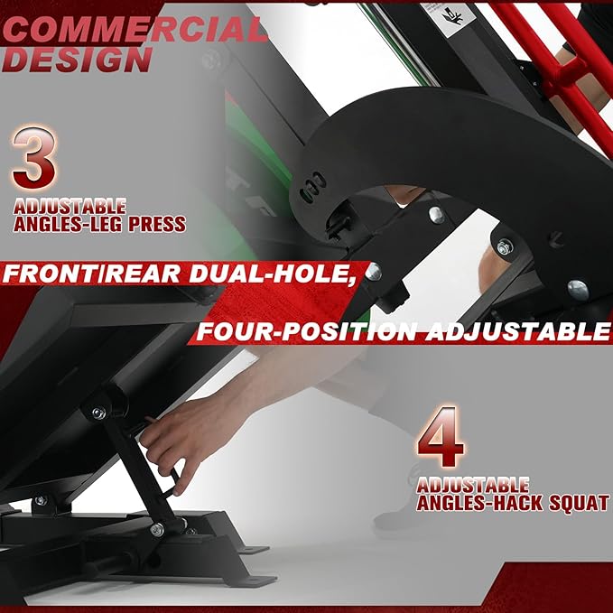 RitFit Gazelle Pro 3 in 1 Leg Press and Hack Squat Machine - High-Tensile Steel Leg Press Machine, 2000 lbs Capacity, Adjustable Angles, Hack Squat Machine with Weight Storage