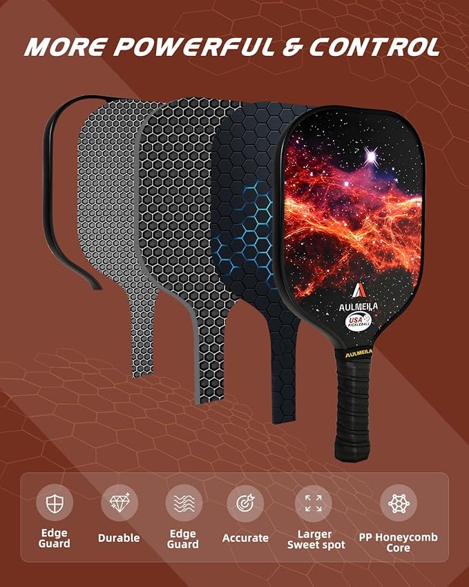 Pickleball Paddles Set of 2, 2025 USAPA Approved Pickleball Set, Fiberglass Pickle Ball Rackets 2 Pack, Lightweight & Durable, Includes 4 Balls & 1 Carry Bag for Men and Women