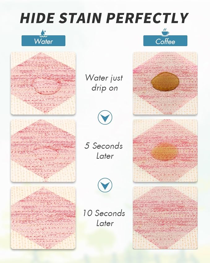 AMOAMI Coffee Mat Hide Stain Rubber Backed Absorbent Dish Drying Mat for Kitchen Counter - Fits Under Coffee Maker or Machine - PINK 17x31.5