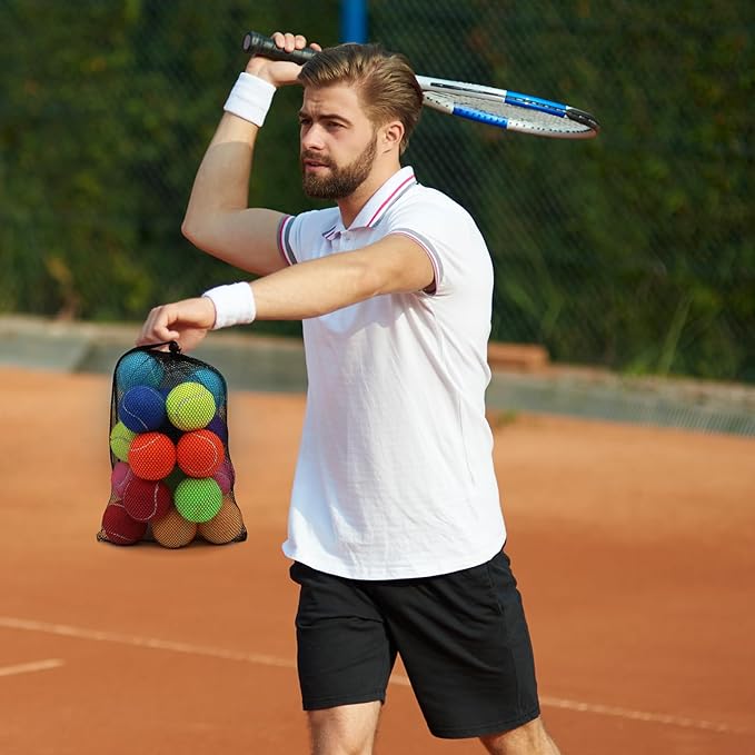 Tennis Balls, 18 Pack Training Tennis Balls Practice Balls with Mesh Bag for Easy Transport, Pet Dog Playing Balls, fit for Beginner Training Ball