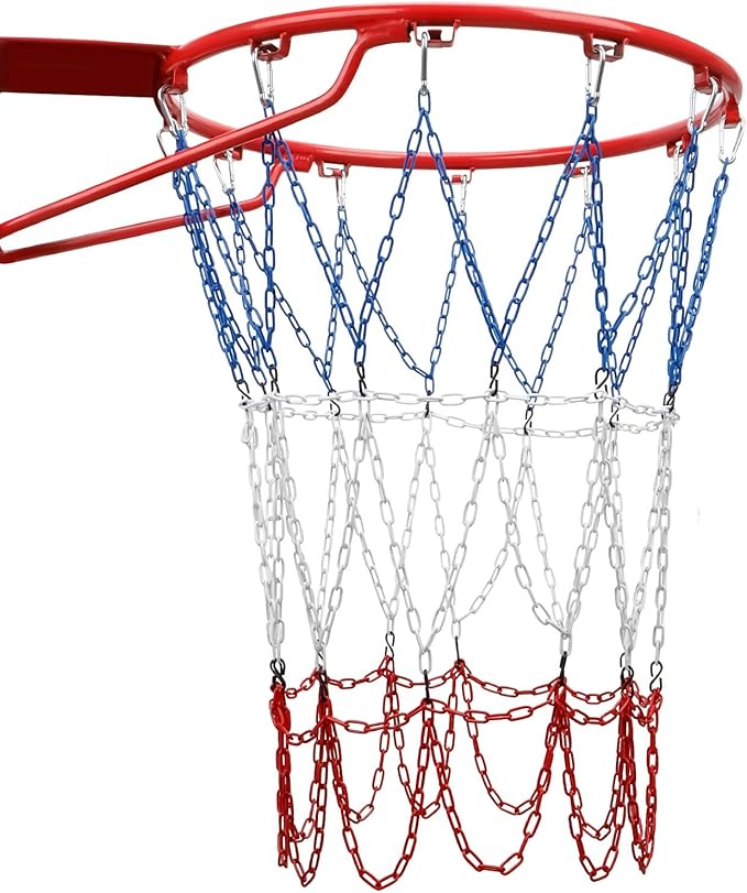 Basketball Net, Stainless Steel Braided Chain Heavy Duty, Standard Basketball Net (12 Links), Quick Installation. Suitable for Indoor and Outdoor Climates