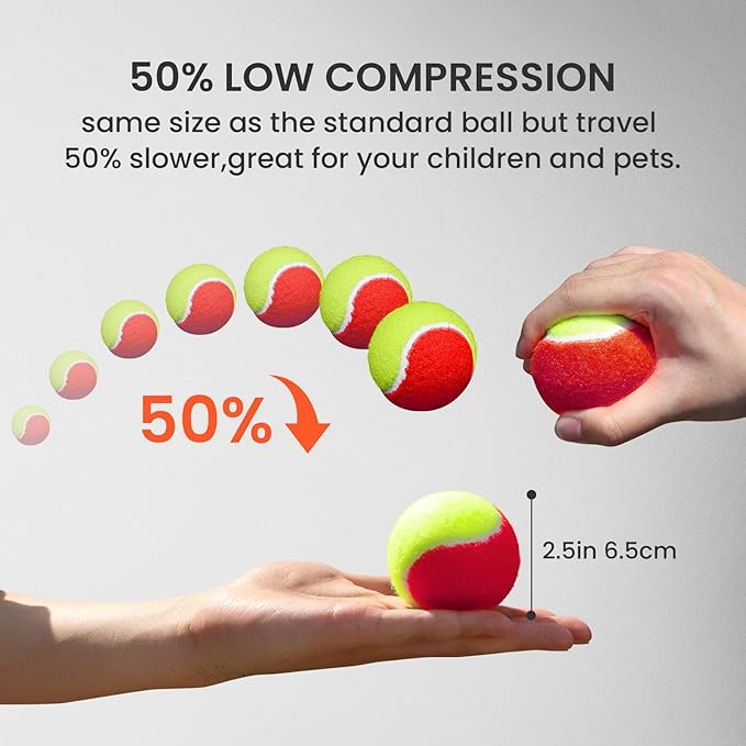 FINGER TEN Kids Tennis Balls for Dogs Youth Beginners Practice Durable Orange Low Compression Stage Pressureless Bulk Training Tool Playing with Pet