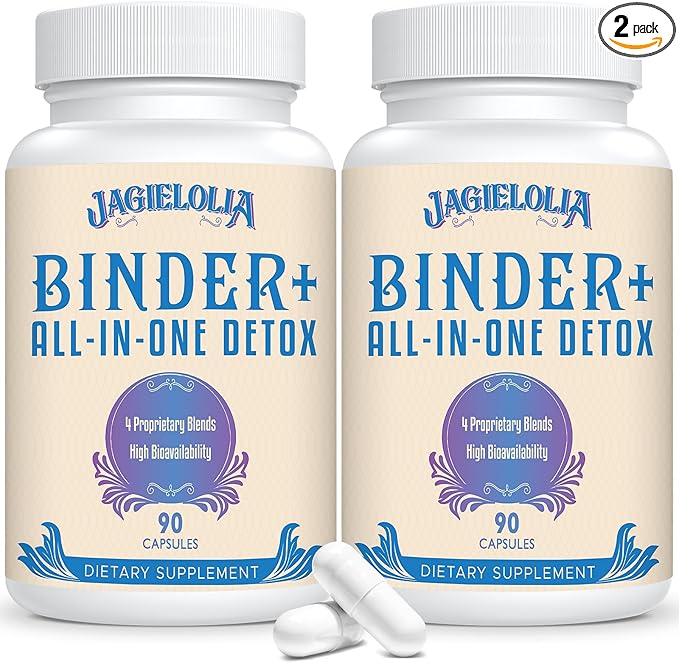 All-In-One Detox Binder Supplement 1500 MG - High Bioavailability, Liver Gut Detox Cleanse with Activated Charcoal, Zeolite & Bentonite Clay for Toxins, Liver, Digestive, 180 Vegan Capsules
