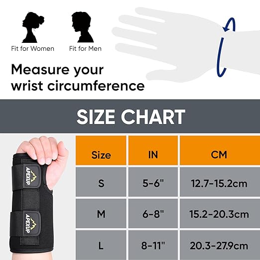 APEXUP Wrist Brace for Carpal Tunnel, Night Pain Relief Hand Brace with Adjustable Wrist Wraps and Splint for Men and Women, Ideal for Tendonitis, Arthritis, and Sprains (S, Right)