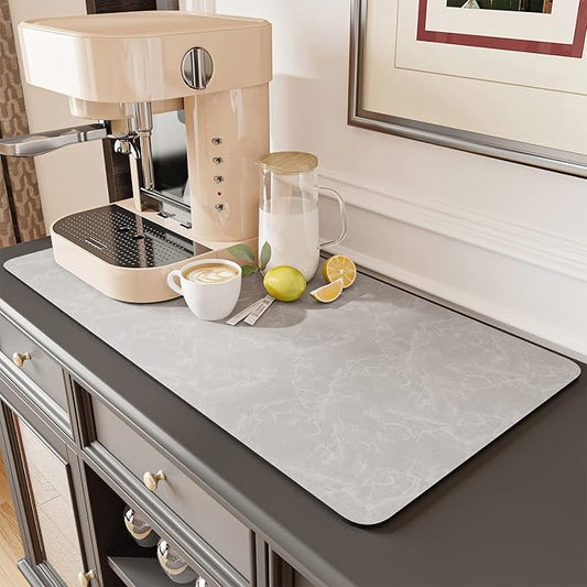 AMOAMI Coffee Mat - Hide Stain, Rubber Backed, Absorbent Dish Drying Mat for Kitchen Counter - Fits Under Coffee Maker & Machine, Dish Rack