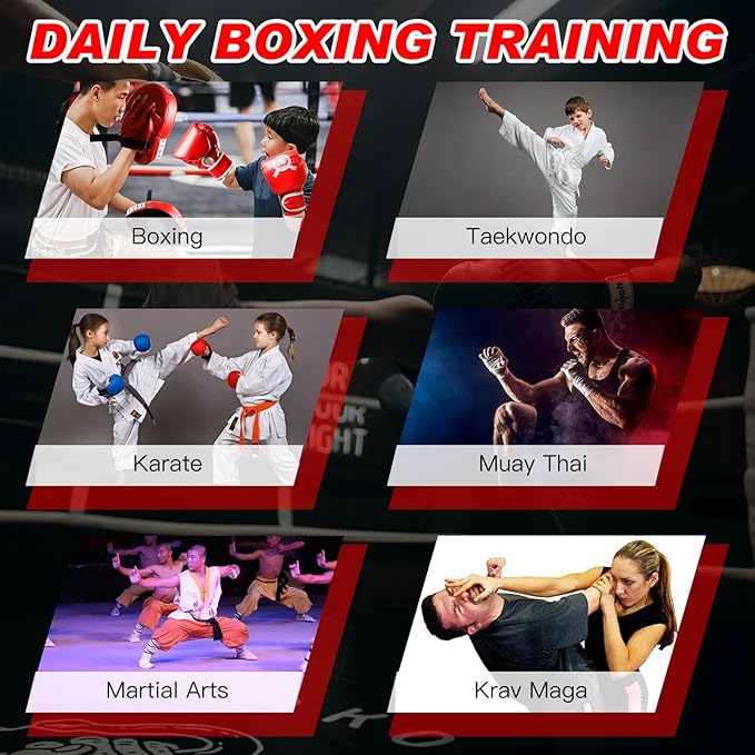 CYFIE 2 in 1 Boxing Equipment Boxing Strike Pads Punching Mitts Set, Boxing Mitts and Pads for Muay Thai, Karate, Taekwondo, Martial Arts Training at Home Gym, Karate Kick Pads for Kids, Youth, Girls