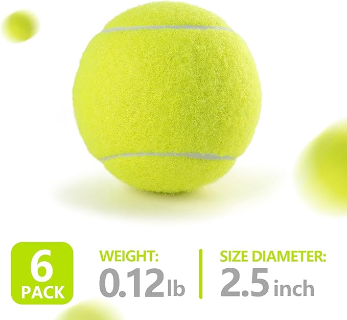 PHOEPET 6-Pack Tennis Balls for Beginner Training Practice- Bulk Dog Balls for Fetch Chew Toys(Yellow)
