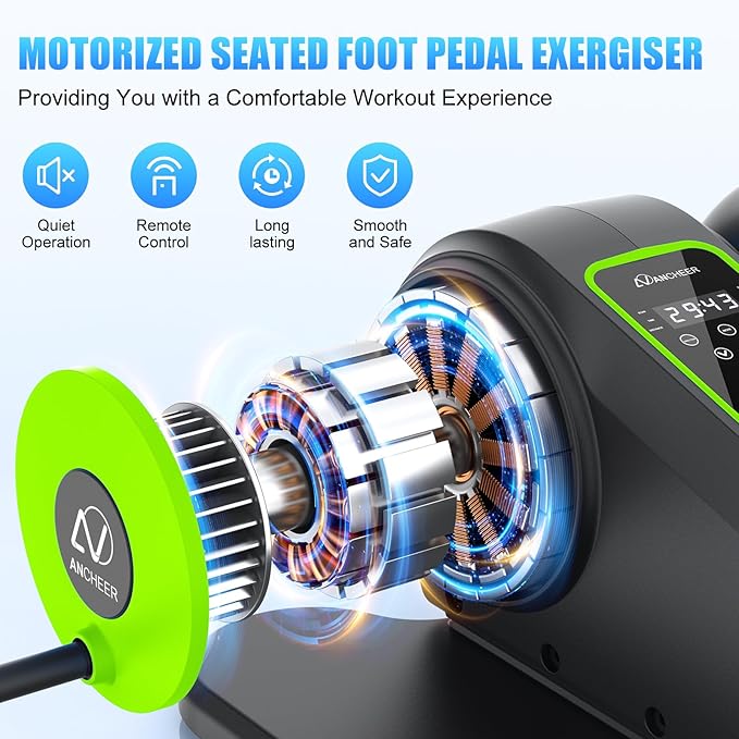 ANCHEER Under Desk Elliptical, Electric Leg Exerciser While Sitting for Seniors, Fully Assembled Motorized Ellipse Leg Exerciser Seated Elliptical Machine with 12 Adjustable Speeds