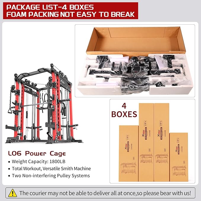 Power Cage,1600lbs Multi-Function Power Rack with Adjustable Cable Crossover System and More Training Attachment, Weight Cage for Home Gym