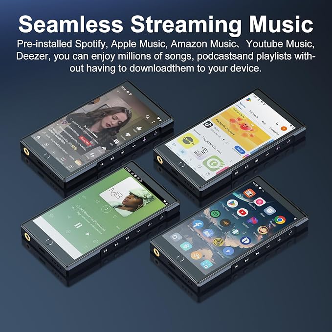 MP3 Player with Bluetooth and WiFi, C4 PRO HiFi MP3 Player 4.3" FHD Zinc Alloy Panel Touch Screen, MP4 Players,Music Player with Spotify,Pandora,Amazon Music(Black,80GB)