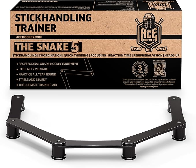 The Snake Trainer - Lightweight Stickhandling Training Tool - Hockey Training Equipment for Puck Control, Reaction Time and Coordination - Portable, Durable and Adjustable
