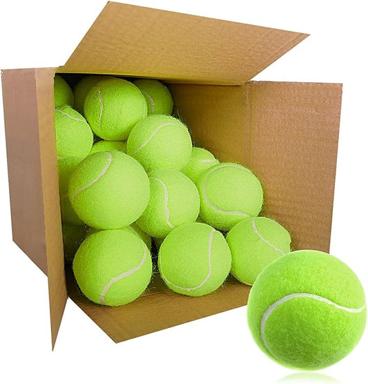 GKK 27 Pack Tennis Balls,Training Tennis Ball Pressure-less Practising Bulk Tennis Balls for Youth/Beginners/Pet Dogs High Altitude Playing Balls
