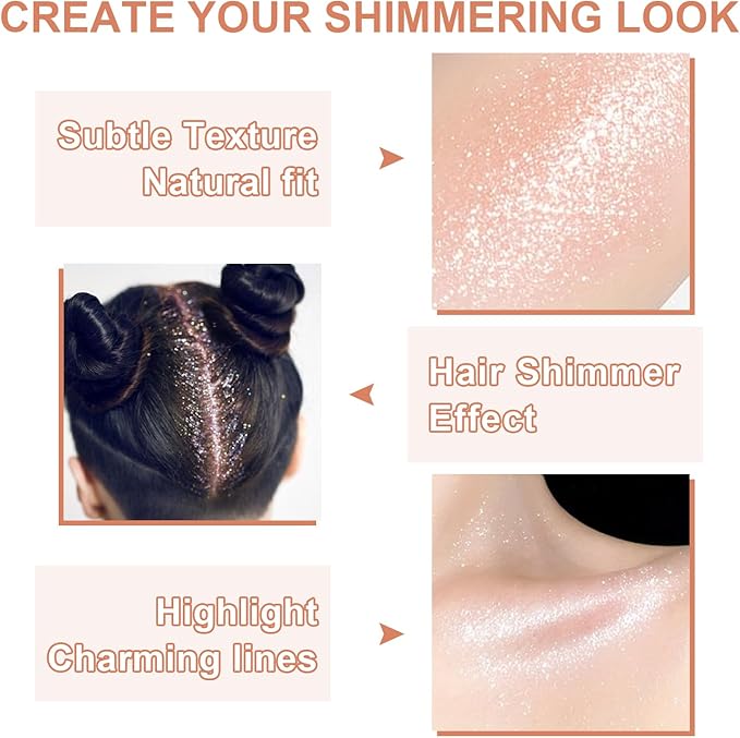 Hair and Body Glitter Spray, 1PC Champagne Hair Glitter Extra Fine Face Shimmer Powder for Clothes, Festival Loose Sparkle Powder for Rave Clothes Nail Art Easter Halloween Crafts (Champagne)