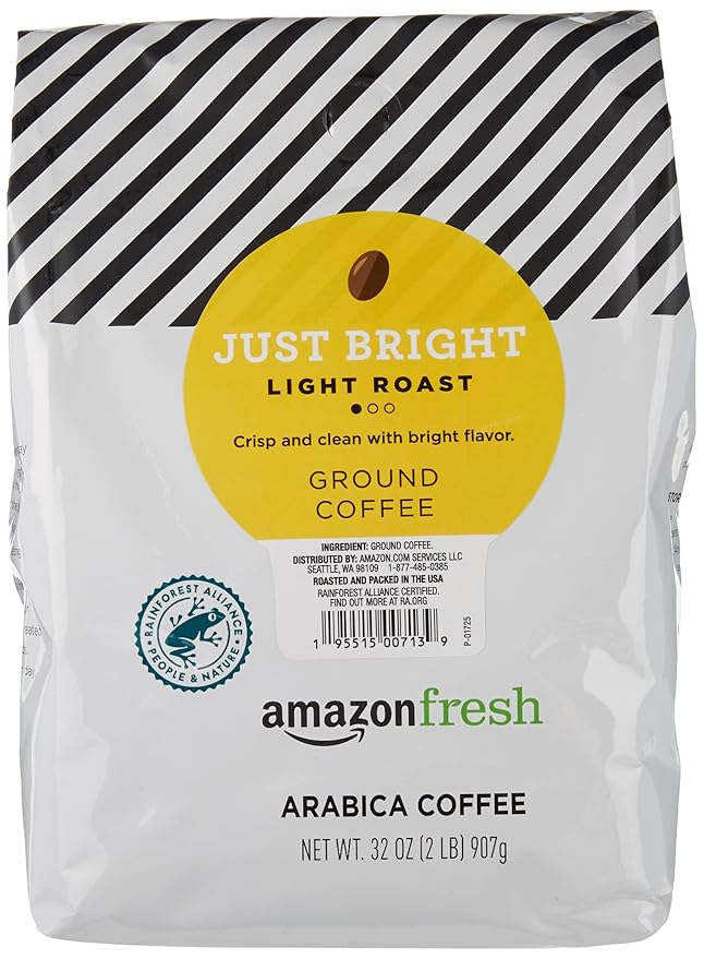 Amazon Fresh, Just Bright Ground Coffee, Light Roast, 32 Oz