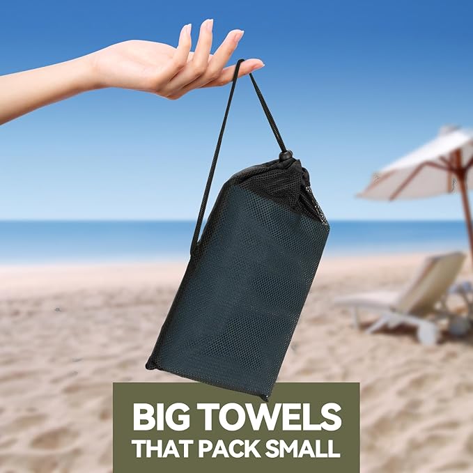 Microfiber Beach Towel-Perfect for Travel, Sports, Camping, Swimming, Yoga, Gym- Quick Dry, Sand Free, Compact, Lightweight, Absorbent (Navy Blue, Medium(130x70cm, 51x27”))