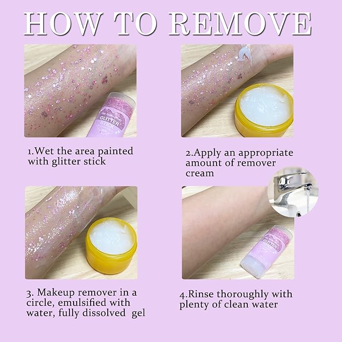 Rainbow White Hair Glitter Stick,Mermaid Costume Body Face Glitter, Singer Concert Star Glitter Makeup for Kids and Women,Waterproof Rave Accessories Sequins Body Paint for Clavicle
