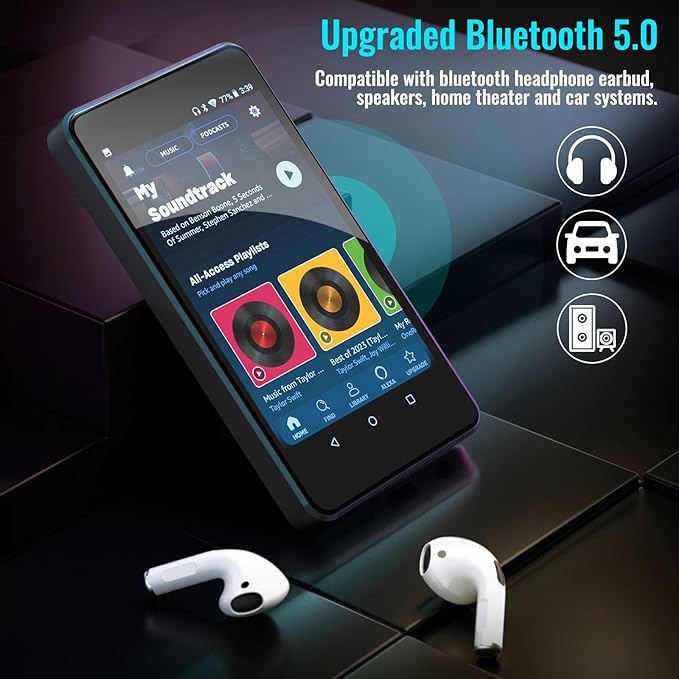 MP3 Player for Kids with Spotify, Parental Controls, Spotify Kids, Audible, Amazon Music, Libby, 4.0" IPS Kids MP4 Music Player Up to 512GB (Black)