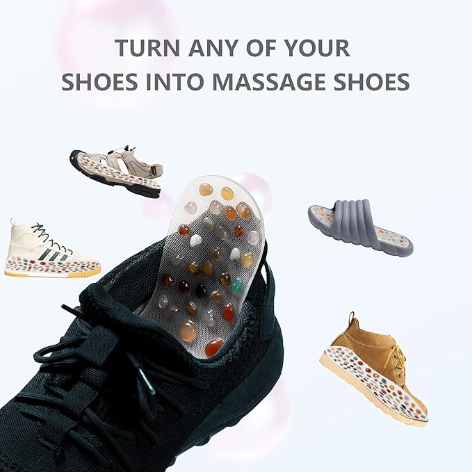 BYRIVER Real Stone Massage Insole Shoes Insert for Men Women, Reflexology Foot Massage Mat, Plantar Fasciitis Massager, Stimulate Pressure Points, Relieve Feet Tension, Gift for Mom Dad (45)