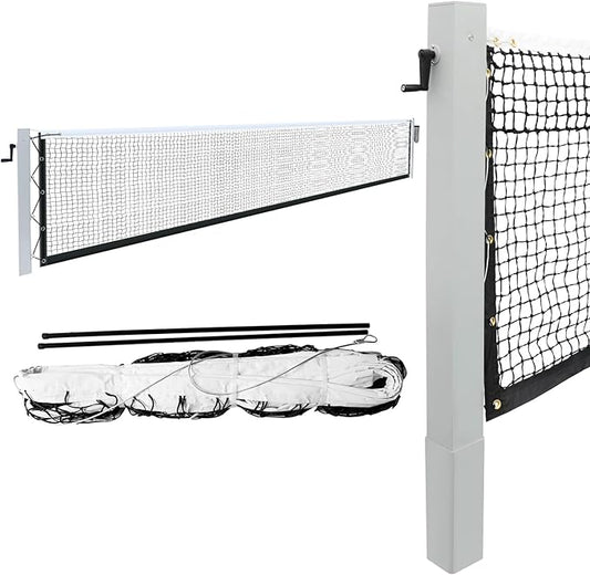 PROGOAL 100mm Heavy Duty Aluminum Tennis Net Posts - Full Aluminum Alloy Construction with Built-in Turbo Winder for Permanent In-Ground Installation - Includes Anchor Sockets for Concrete or Soil