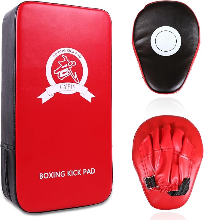 CYFIE 2 in 1 Boxing Equipment Boxing Strike Pads Punching Mitts Set, Boxing Mitts and Pads for Muay Thai, Karate, Taekwondo, Martial Arts Training at Home Gym, Karate Kick Pads for Kids, Youth, Girls