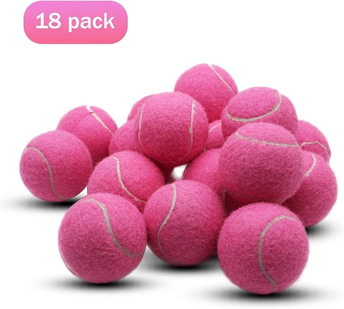 Tennis Balls, 18 Pack Training Tennis Balls Practice Balls with Mesh Bag for Easy Transport, Pet Dog Playing Balls, fit for Beginner Training Ball