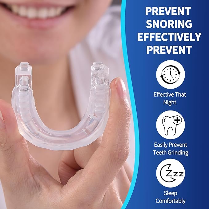 Anti-Snore Device-Reduce Snoring Aid for Men and Women Adjustable jaw advancement Device, Anti-snoring Mouthpiece Device mouthguard, Comfortable and Reusable snoring mouthguard