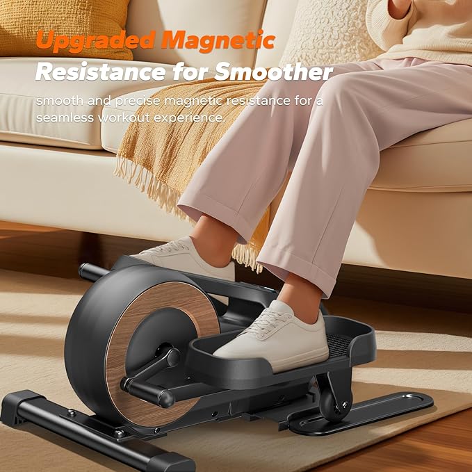 MERACH Sitting Under Desk Elliptical Machine, Leg Exerciser While Sitting for Seniors, Seated Pedal Exerciser, Quiet & Portable Pedal Exerciser with 8 Resistance Levels, Work from Home Fitness