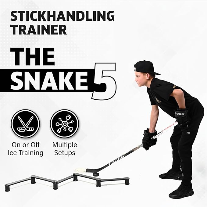 The Snake Trainer - Lightweight Stickhandling Training Tool - Hockey Training Equipment for Puck Control, Reaction Time and Coordination - Portable, Durable and Adjustable