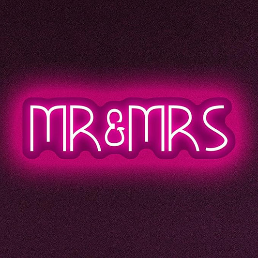 Mr&Mrs Neon Sign 1-10 Levels Dimmable USB Neon Lights for Wall Bedroom Dorm Wedding Party bar Decoration Bedroom Neon Signs for Wall Decoration Valentine's Day Gift 5V (Pink)