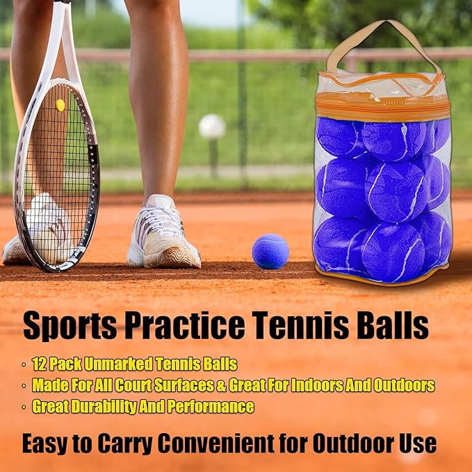 GKK Durable Pressurized Tennis Balls - 12 Pack Yellow Felt Training Balls for Beginners and Dogs