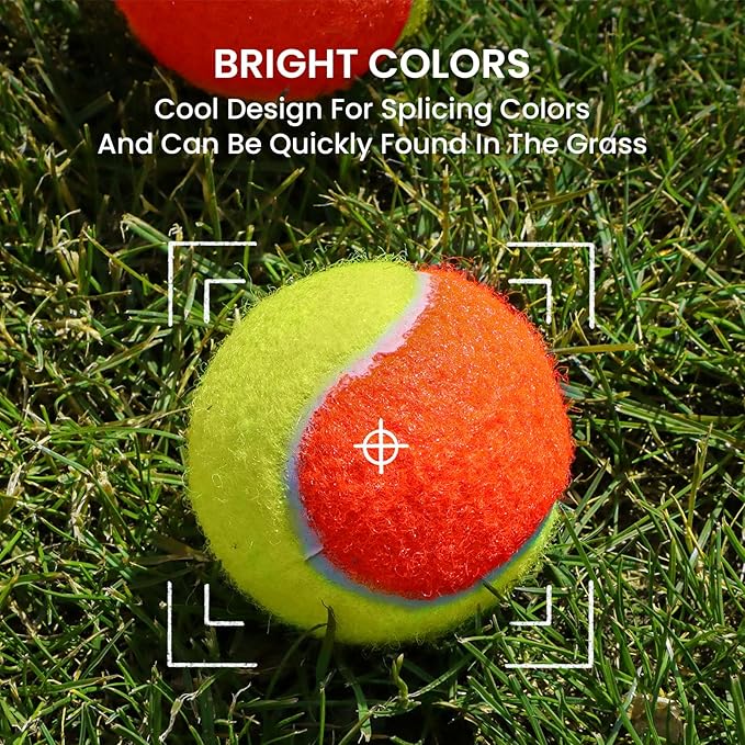 FINGER TEN Kids Tennis Balls for Dogs Youth Beginners Practice Durable Orange Low Compression Stage Pressureless Bulk Training Tool Playing with Pet