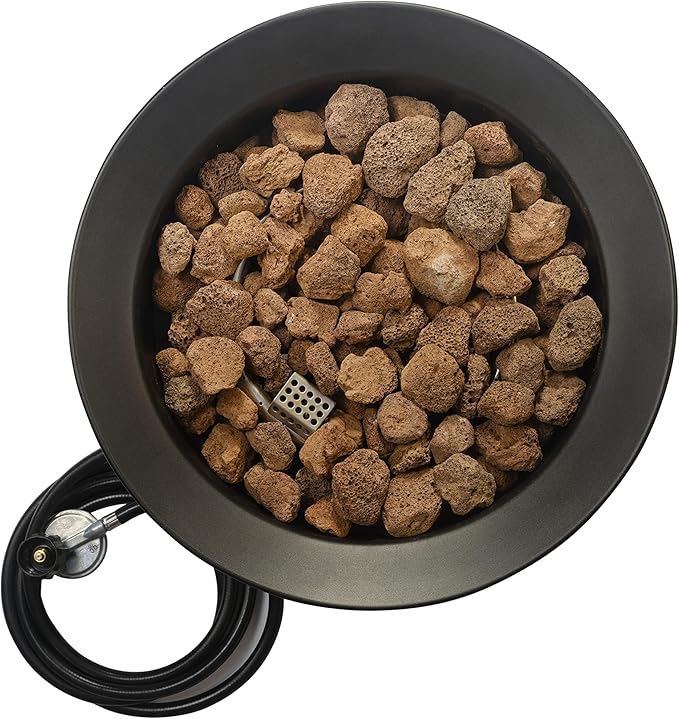 Amazon Basics Portable Propane Fire Pit, 19 inch Round Gas for Patio, 55,000 BTU Carry Strap