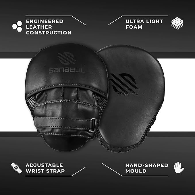 Sanabul Essential Curved Punching Mitts for Boxing, MMA Muay Thai Boxing Pads for Training, Punch Focus Mitts, Hand Pads Sparring Gear, Strike Shield