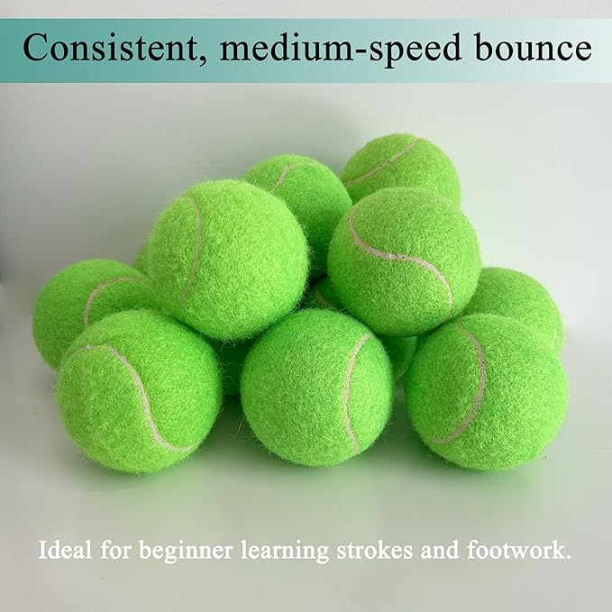 Tennis Balls, 12 Packs Practice Tennis Balls for Beginner, Training Playing Tennis Balls for Dogs, Come with Mesh Carry Bag