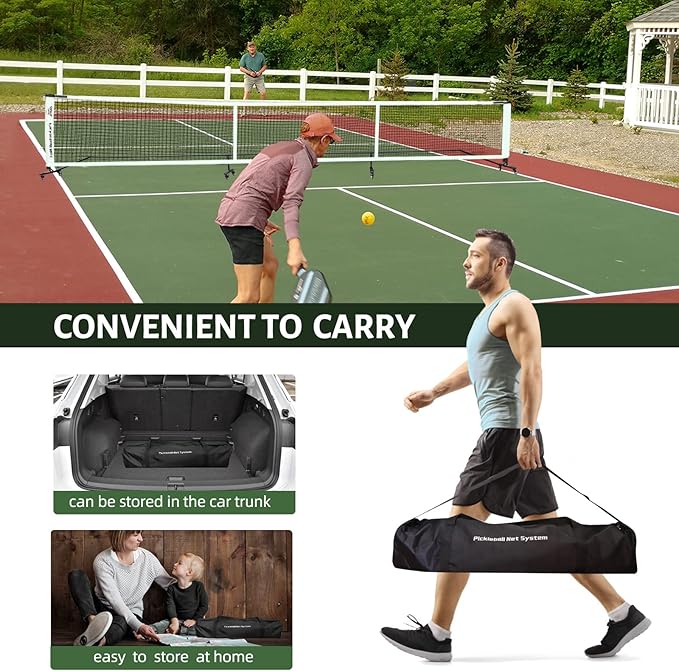 Progoal Badminton Pickleball Net System with Universal Wheel,Movable Steady Metal Frame,Strong Nylon Net and Carrying Bag,22 Feet Portable Height Adjustable Net for Pickleball and Other Games