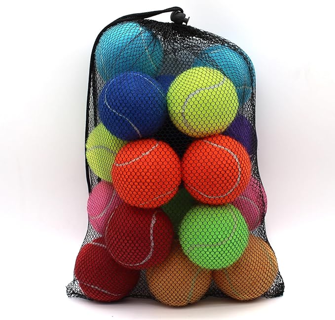 Tennis Balls, 18 Pack Training Tennis Balls Practice Balls with Mesh Bag for Easy Transport, Pet Dog Playing Balls, fit for Beginner Training Ball