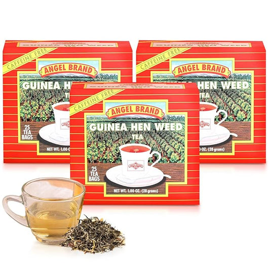 Angel Brand Guinea Hen Weed Tea – 25 bags Pack of 3, Naturally Dried Leaves, Earthy Herbal Flavor, Herbal Tea