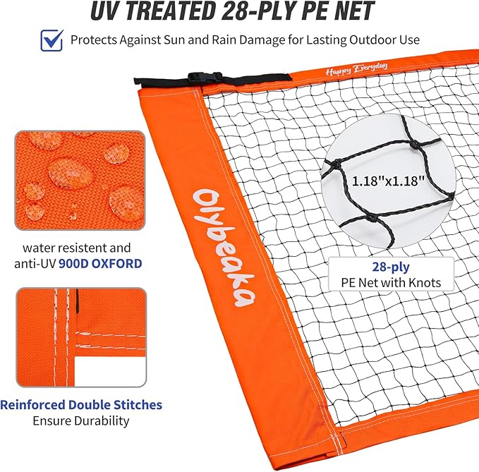 Outdoor Volleyball Badminton Combo Set with Net, Anti-Sagging Design, 4 Badminton Rackets, 3 Birdies and PU Volleyball for Backyard Lawn Beach